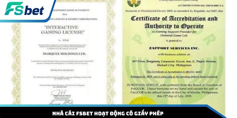 Nhà cái FSBET hoạt động có giấy phép